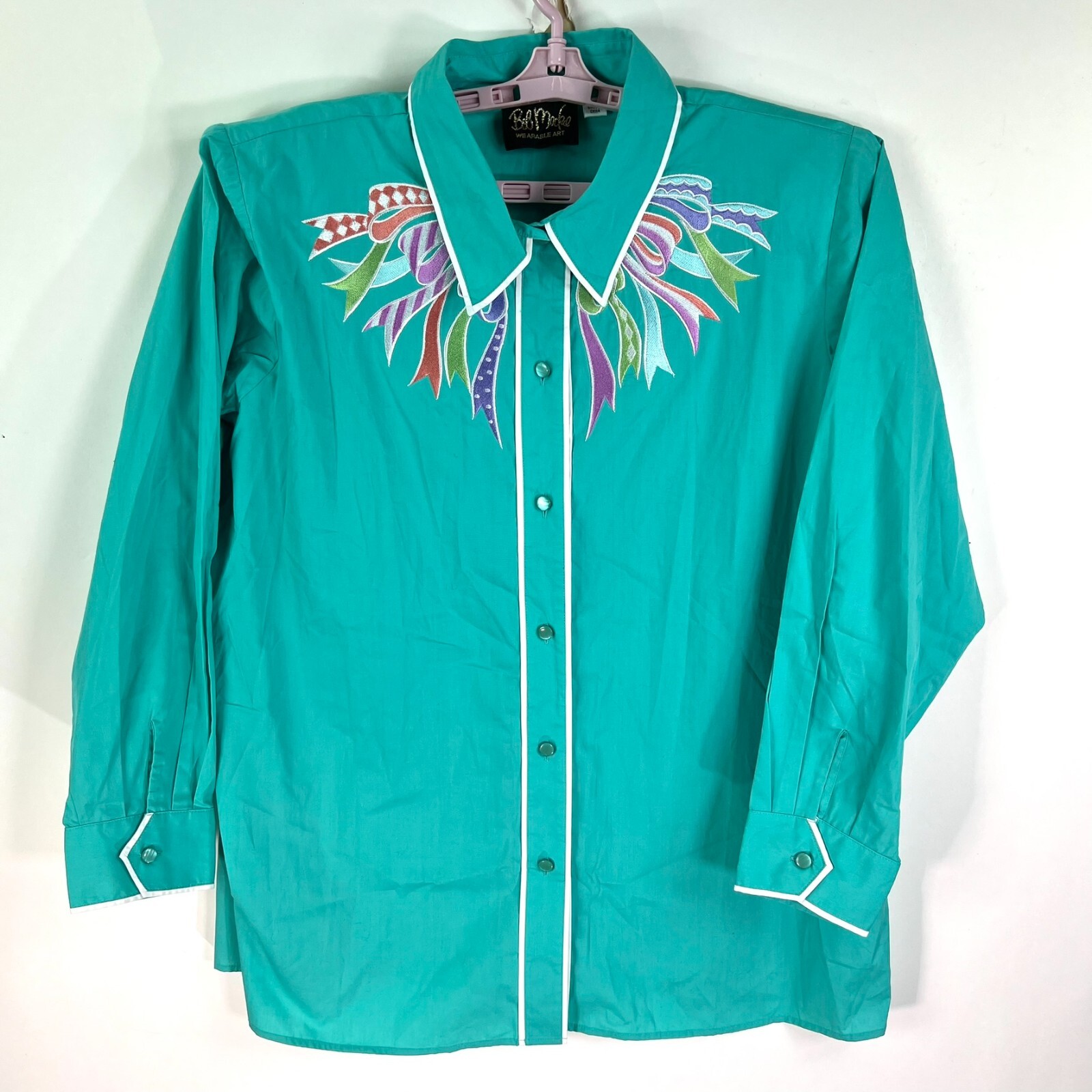 Bob Mackie Wearable Art Button Up Shirt Embroidered Womens