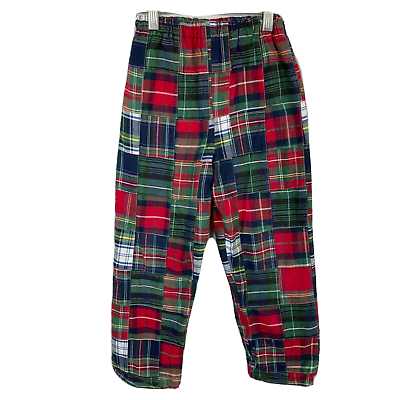 Boys Boutique Madras Pants Sz 7 Patchwork Plaid Pull On Cotton Lined