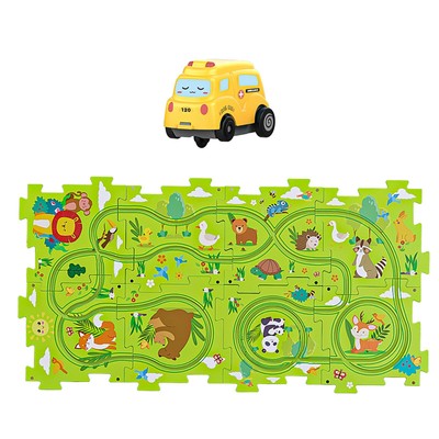 DIY Assembling Electric Trolley,Children's Educational Puzzle Track Car Play Set