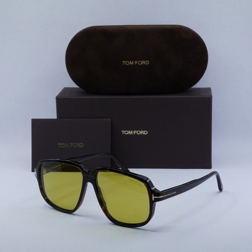 Pre-owned Tom Ford Ft1024 52e Dark Havana/yellow 59-14-145 Sunglasses