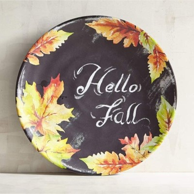 Pier 1 Hello Fall Leaves Black Melamine Salad Plates Set of 3