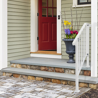 Handrails for Outdoor Step Fits 2-3 Step Wrought Iron Handrail Stair Rail White