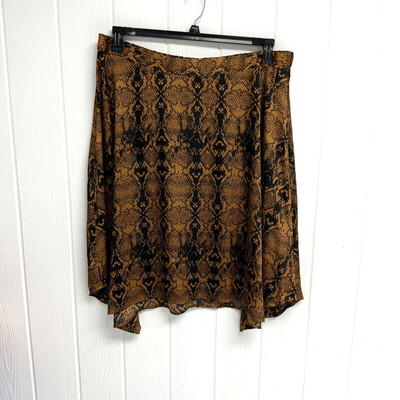 Apt.9 women's asymmetric skirt animal print brown pull on size XXL
