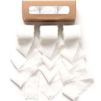White Valentine's Ribbon 3 Rolls Ivory Flower Chiffon Ribbon 1.5'' x 7Yd Weddi...