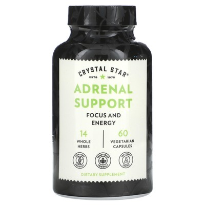 Crystal Star Adrenal Energy 60 Veggie Caps Gluten-Free, GMP Quality Assured,