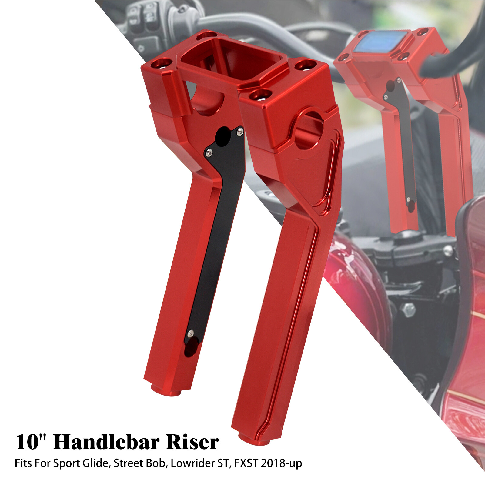 10" Motorcycle Handlebar Riser Extender For Harley Softail Models 2018-Up - Black CNC Machined