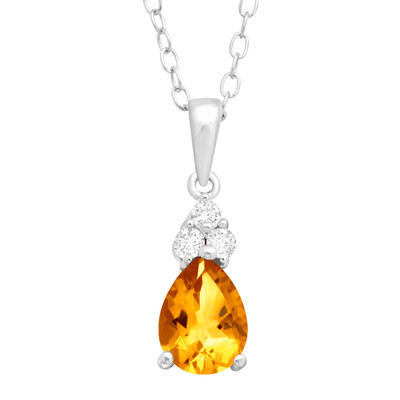 Finecraft Stone & White Topaz Pendant Necklace in Sterling Silver, 18''