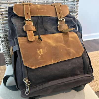 Endurax Leather Camera Backpack Bag for Photographers Waterproof Gray