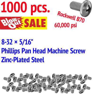 8-32 × 5/16'' Phillips Pan Head Machine Screw Zinc-Plated Steel