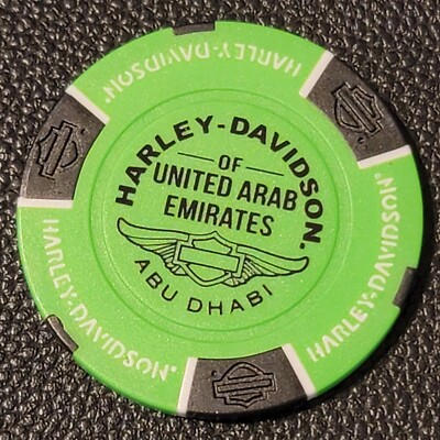 HD OF UNITED ARAB EMIRATES Abu Dhabi (Neon Grn) International Harley Poker Chip