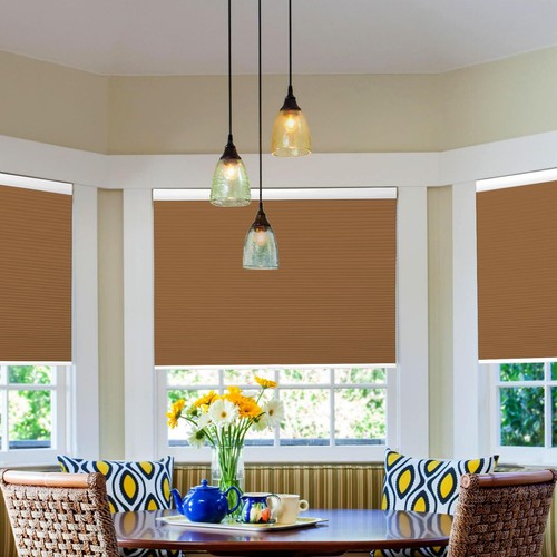 Cordless Honeycomb Blinds 31"x64" Blackout Brown