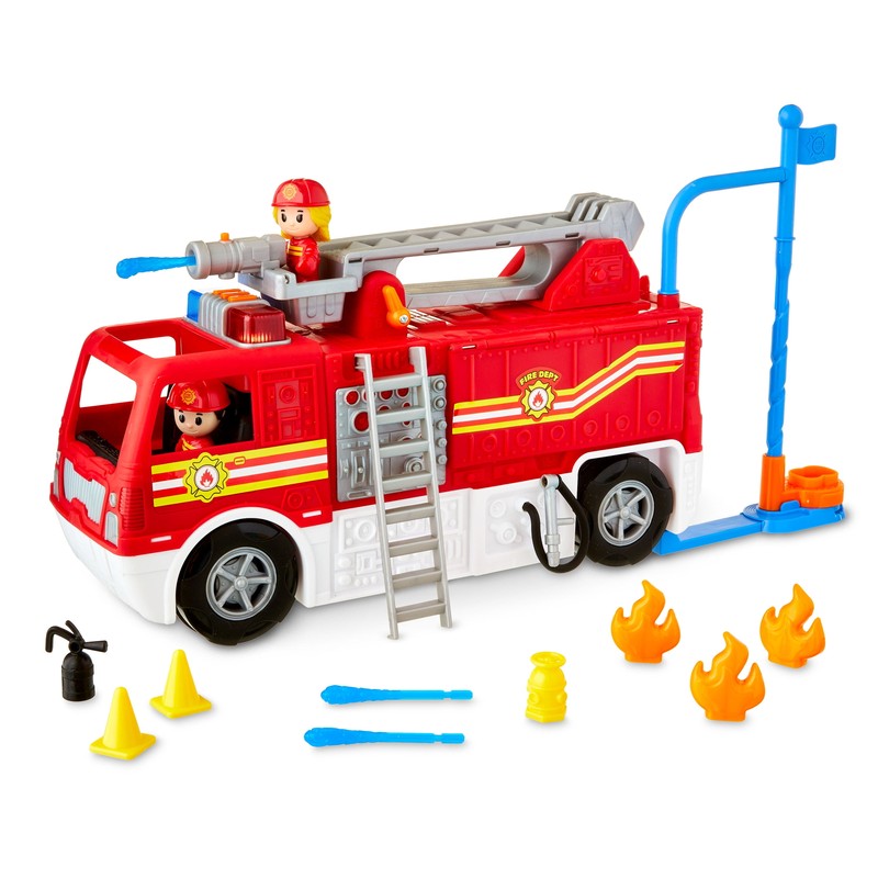 Fire Truck Play Set with Lights and Sounds, 16 Pieces