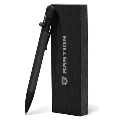 BASTION SLIM BOLT ACTION PEN Black Carbon Fiber Stainless Steel Ballpoint Pens