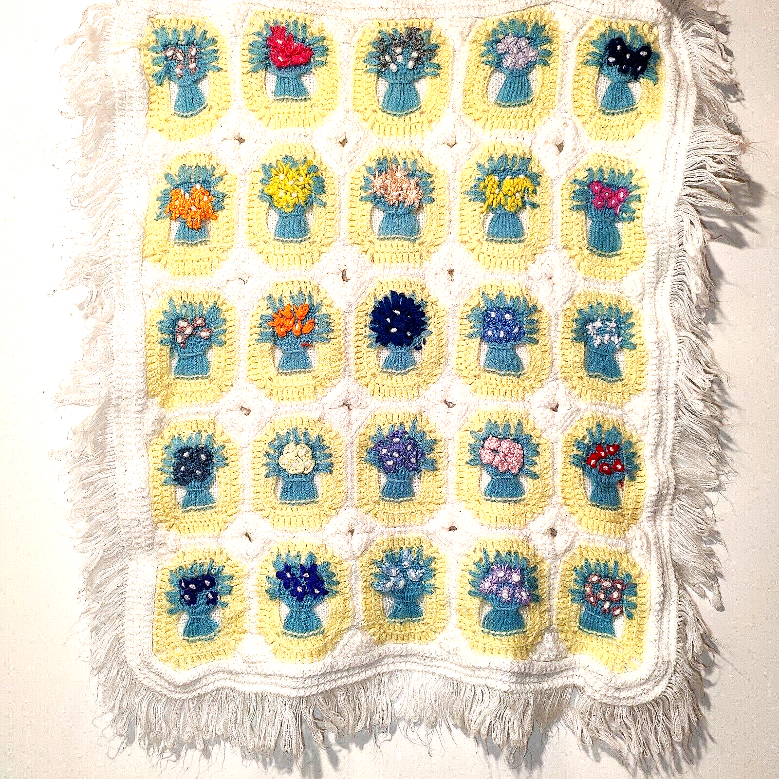 Afghan 2013 Flower Bouquets Yellow Wall Hanging