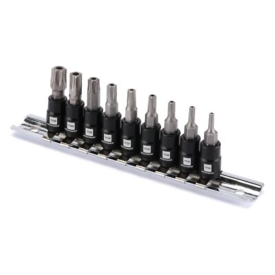 MIXPOWER 9 Pieces 1/4 Drive Torx Bit Socket Set Tamper-Proof Torx Bit Socke