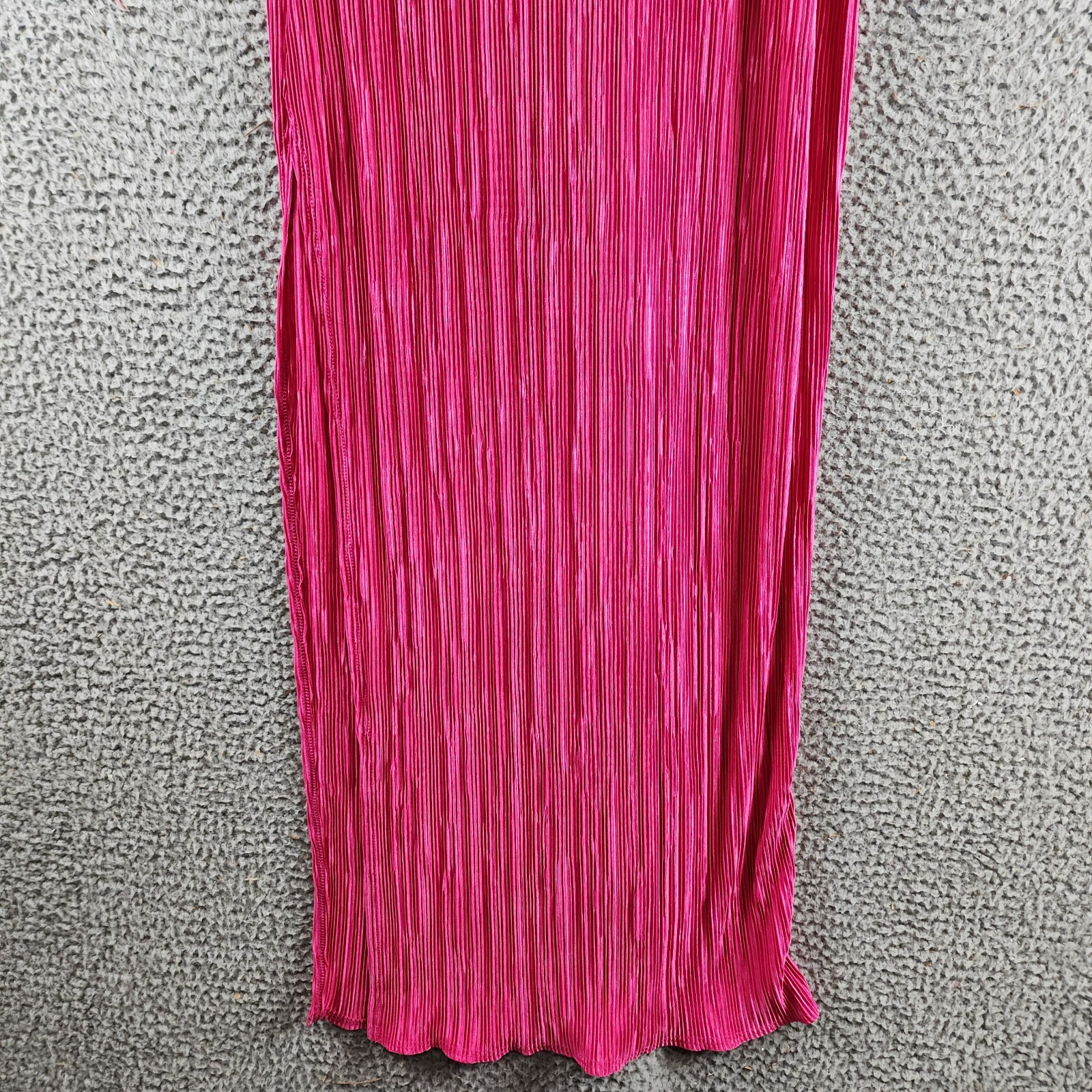 Renee C. Plisse Side Slit Maxi Skirt Women's XS Pink Solid Elastic Waist Pull On - Picture 11 of 13