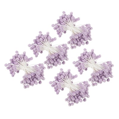 350 Pcs 5mm Double Heads Flower Stamen Artificial Flower Pistil Purple
