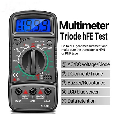 Multifunction Digital Multimeter 1999 Counts AC/DC Volt Current Ohm Tester Meter
