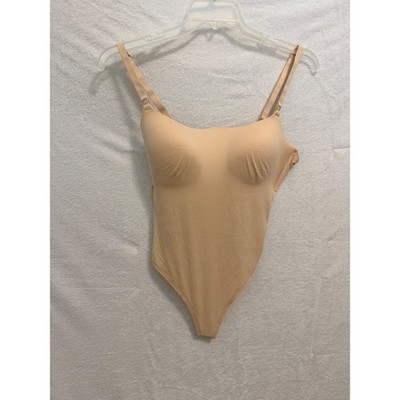 Victoria's Secret Beige Molded Cup Thong Bodysuit Gold V Hardware XXL