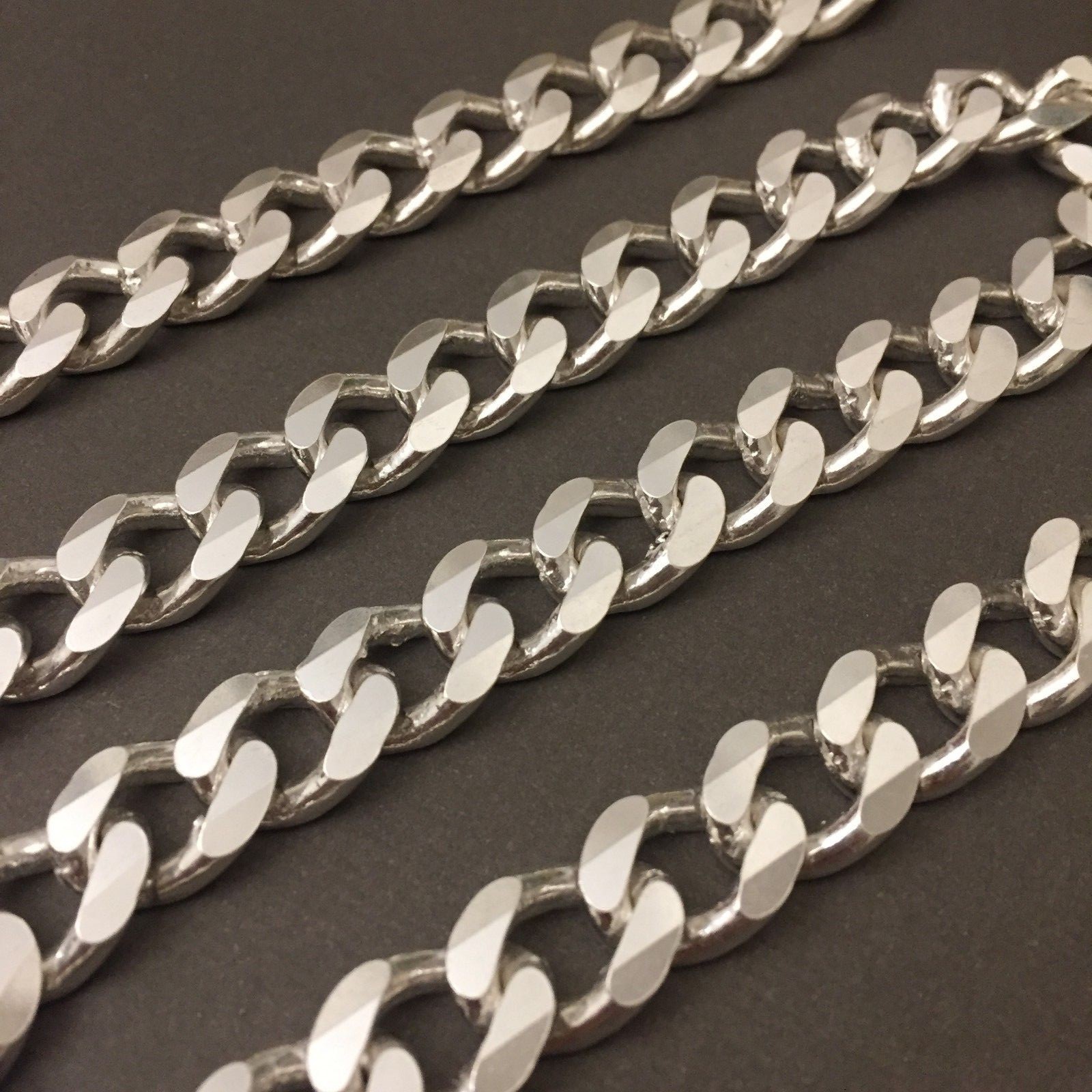 Pre-owned Handmade Mens Miami Cuban Chain Curb Link Jayz Tight 925 Sterling Silver 8mm 102gr 28inch