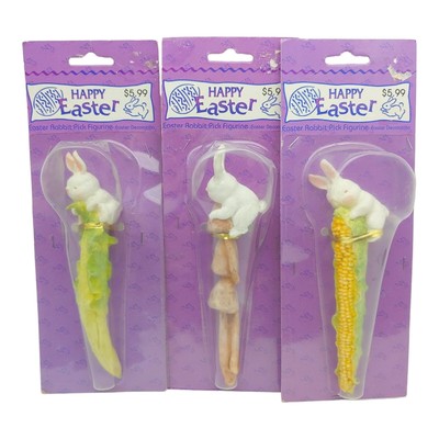 Easter Bunny Floral Pick Figurines - 6'' Rabbit Spring Garden Flower Arrangement