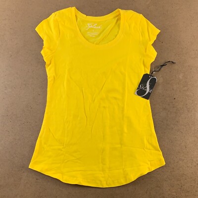 Splash Juniors Size Large Yellow Short Sleeve Scoop Neck Round Hem Tee NWT