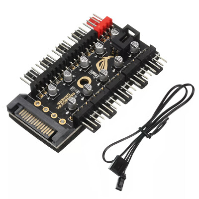 10 Port 4Pin Case Fan Hub, PWM Splitter for 12V 3Pin/4Pin Computer Case Fan