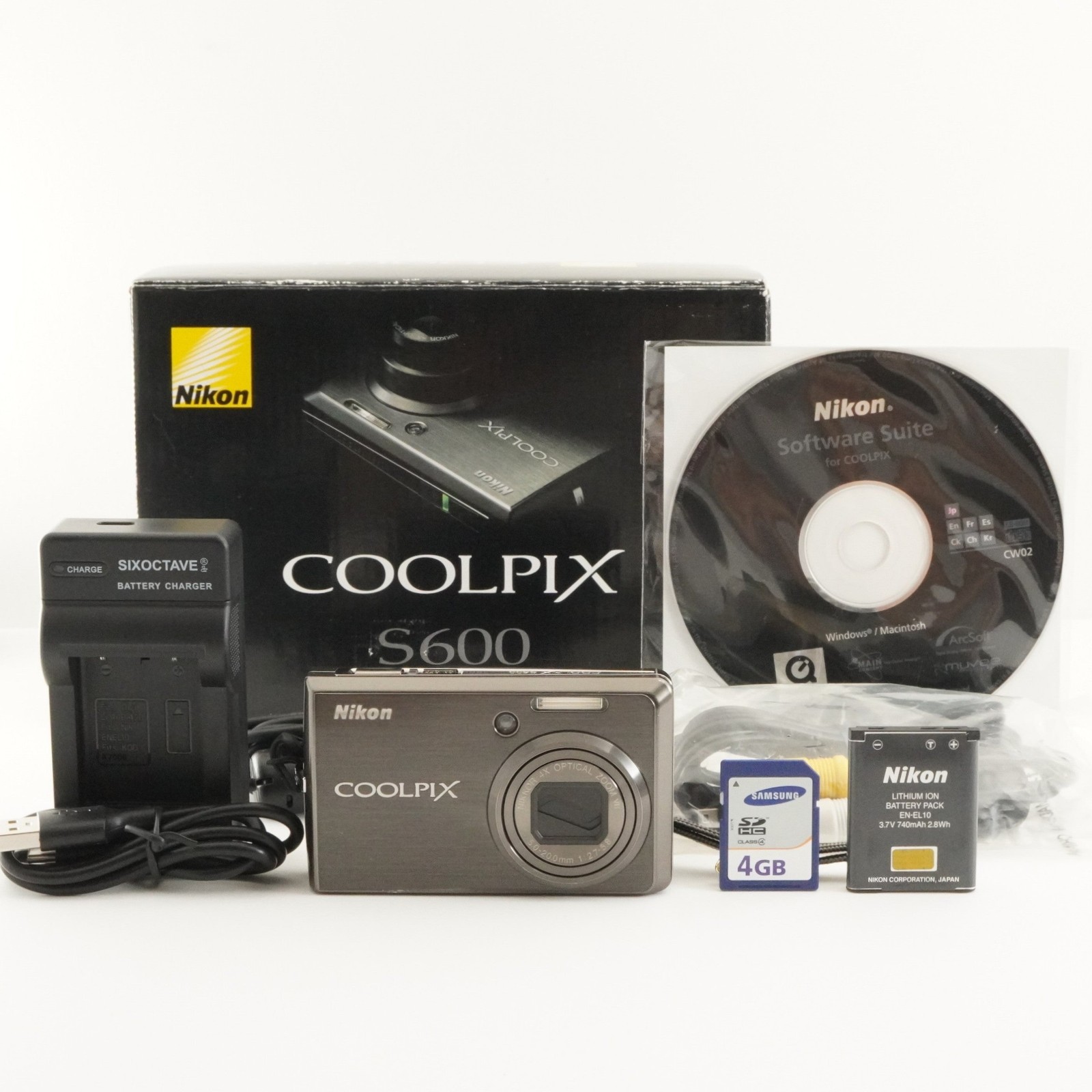 Nikon COOLPIX S600〈SDカード付〉 Nikon COOLPIX S600 Black In Box With 4GB SDHC Card from Japan