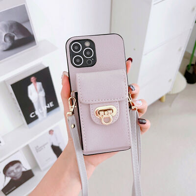 For Various Phone Case Crossbody +Strap Leather Wallet Card Bag Holder Hot Cover