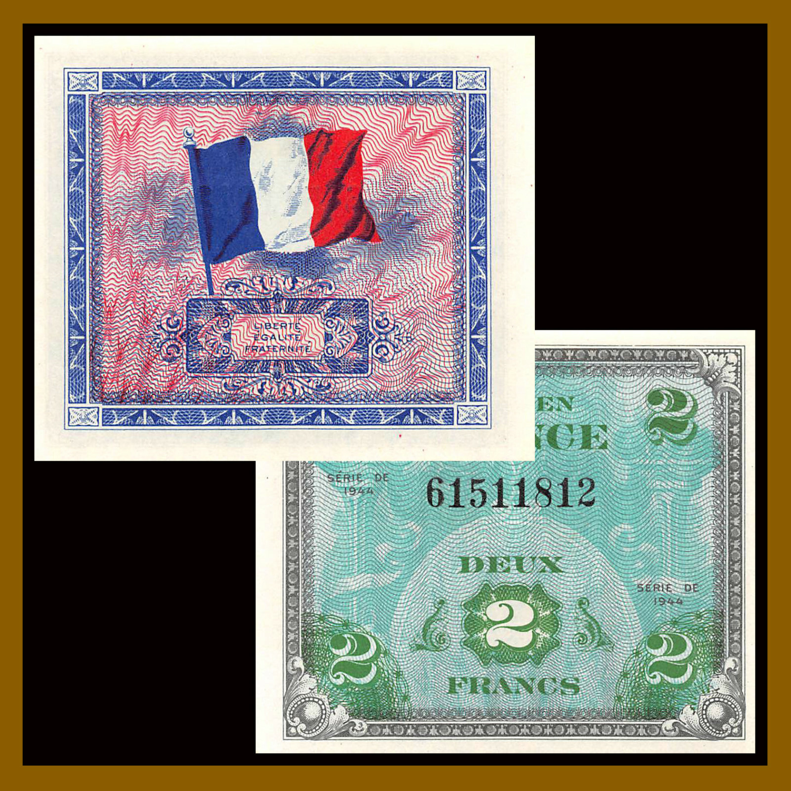 France 2 Francs, 1944 P-114a WWII Allied Military Currency
