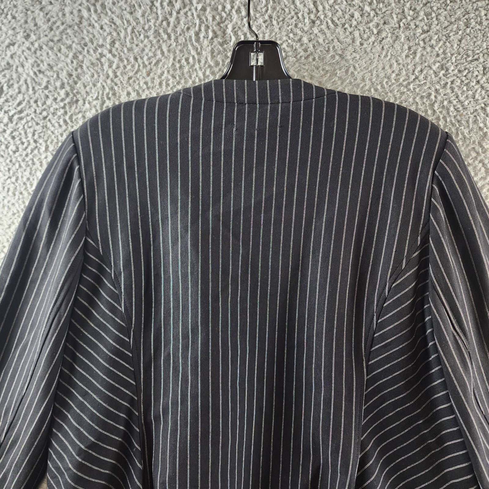 Tommy Hilfiger Striped Band-Collar Jacket Womens 14 Black Open Front Band Collar - Picture 10 of 14