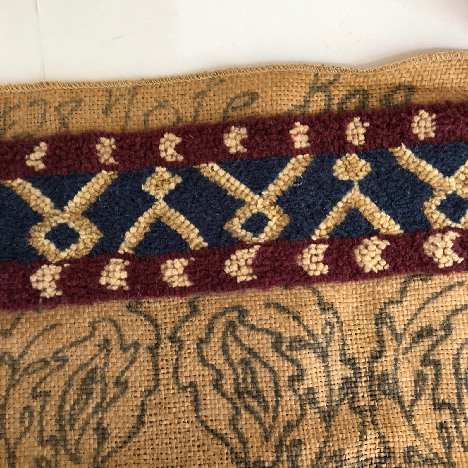 Rug Hooking Pattern Started Tote Pearl McGown Bag  Vintage Partially Hooked