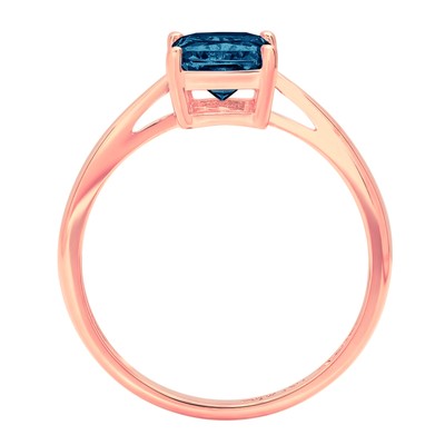 Pre-owned Pucci 2.0 Ct Emerald Cut London Blue Topaz Wedding Bridal Promise Ring 14k Rose Gold In D