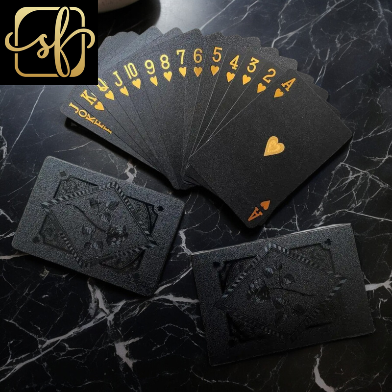 Black Gold Playing Card Game 54 Card Group Waterproof Poker Suit Magic Package Board Game Party Collection Gift