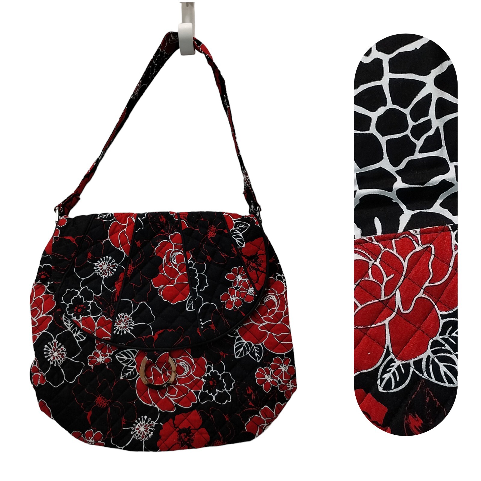 Marie by Giftcraft Shoulder Bag Womens Black Red Roses