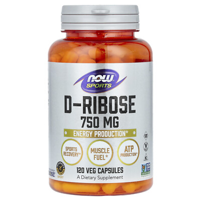 Now Foods Sports D-Ribose 750 mg 120 Veg Capsules GMP Quality Assured, Vegan,