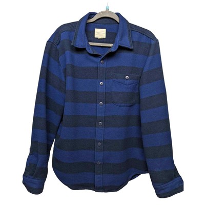Men's American Eagle THICK Flannel Shirt Jacket Shacket Blue Plaid Large