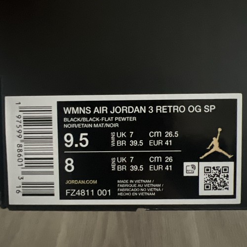 Pre-owned Jordan Size 9.5w ( Size 8m) - A Ma Maniére X Air  3 Retro While You Were Sleeping In Black