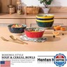 Henten Home Ceramic Soup Bowls Set of 6, 25 oz Porcelain Cereal Bowl Set, Colorful Bohemian Style Serving Bowls for Salad, Pasta, Oatmeal, Microwave and Dishwasher Safe