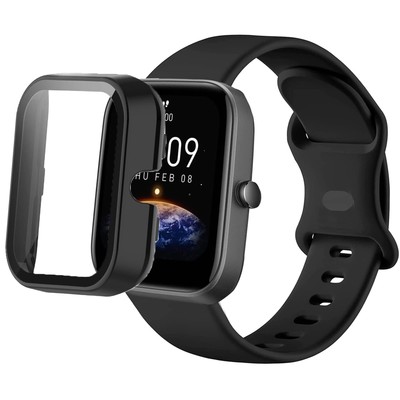 Compatible with Amazfit Bip 3 Pro Case with Band, Sport Band Men Women Soft S...