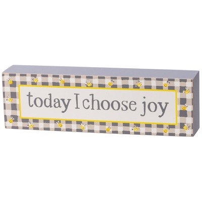 Today I Choose Joy Gray Check Box Sign PBK