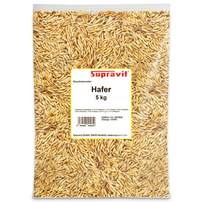 Supravit Hafer ganz 5kg | Frischer gelber Futterhafer natürlich & ungeschält 