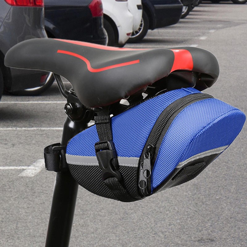 Mountain Bike Saddle Bag Reflective Strips Bicycle Seat Bag Waterproof Cloth