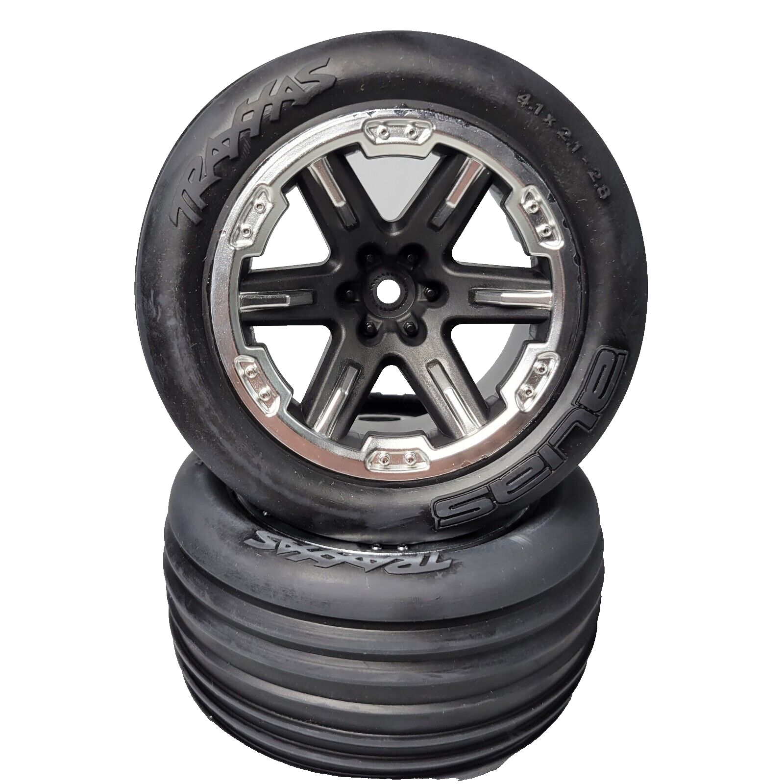 Fits Traxxas Rustler XL-5 2wd Alias Tires & Black Satin 12mm Rxt Wheels / VXL