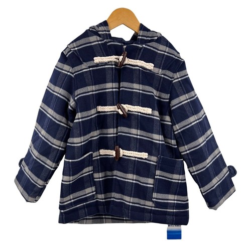 Bitz Kids Blue Plaid Toggle Button Insulated Coat 6-7 Year