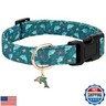 Gelwoo Personalized Dog Collars,Adjustable Puppy Collars with Safety Buckle for Small Medium Large Dogs,Cute and Unique Pink Cherry Pattern Pet Collar for Boy Girl Dogs. (Green Dolphin, Medium)