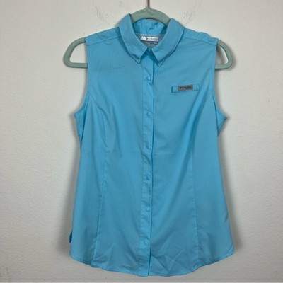 Columbia Women's PFG Tamiami Tank Top- Light Blue- Fishing Top- Size Medium