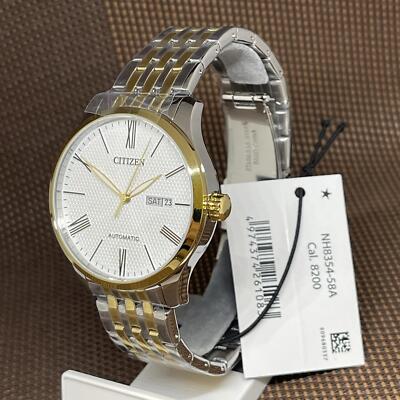 Pre-owned Citizen Nh8354-58a Automatic Two-tone Gold Stainless Steel Analog Men's Watch