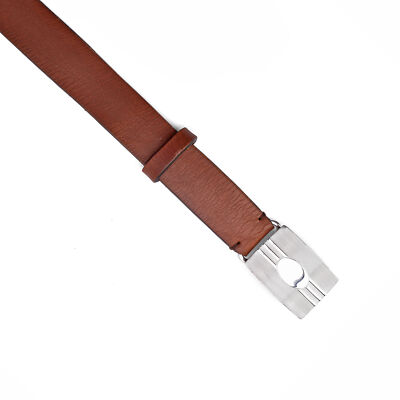 Pre-owned Brunello Cucinelli Men's 100% Leather Belt With Silver Tone Box Buckle