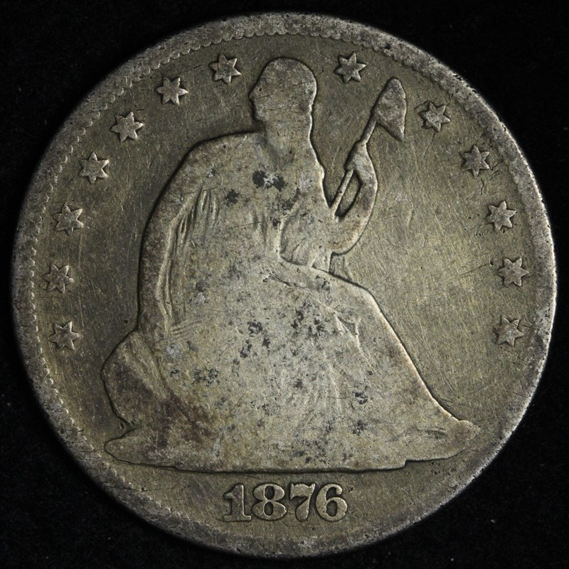 1876-CC Seated Liberty Silver Half Dollar FINE E295 AQHA